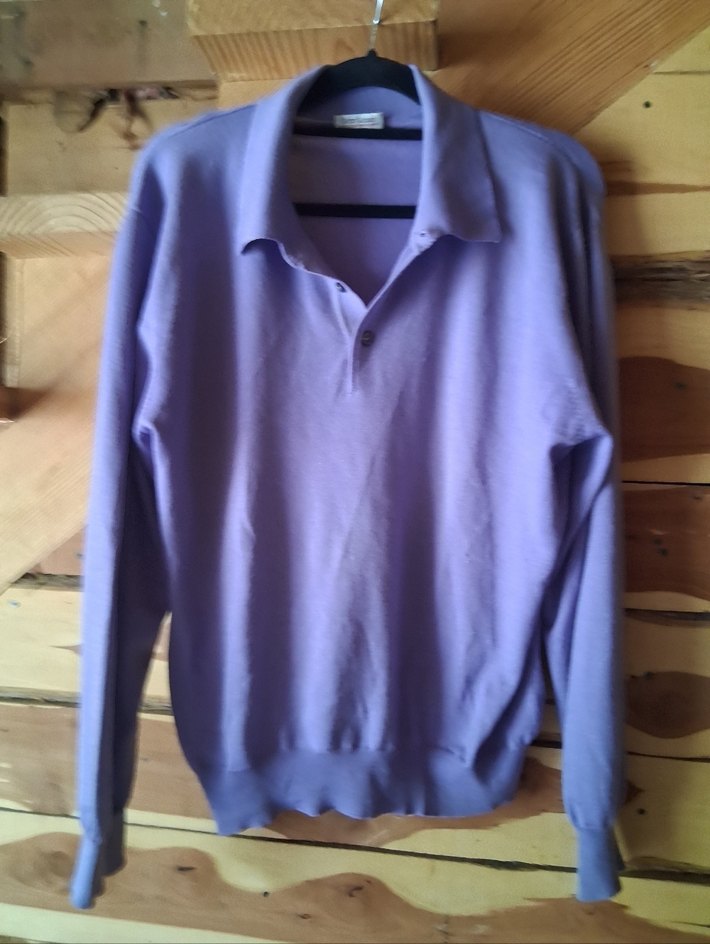 Mens Gran Sasso Cashmere, Silk, Wool Lilac Pullover Polo Sweater
